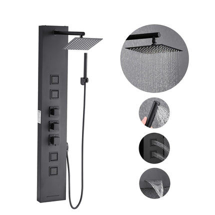 Shower Panel Tower, Rainfall Head, Thermostatic, 4 Jets