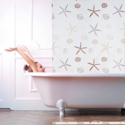 Store enrouleur de douche, imprimé océan, hydrofuge