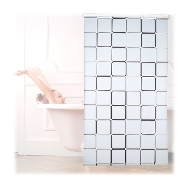 Shower Roller Blind, Water-Repellent, Retro Tile Design