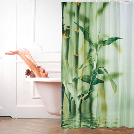 Rideau de douche en bambou vert