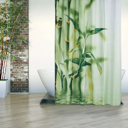 Rideau de douche en bambou vert