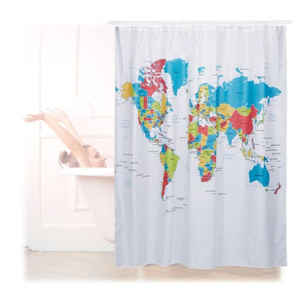 Rideau de douche carte du monde 180x180 cm