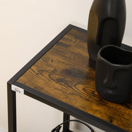 Table D'Appoint Table Console Noire Étroite Avec 4 Niveaux & Protection Contre Les Pointes, Design Industriel, Acier, Pour Couloir