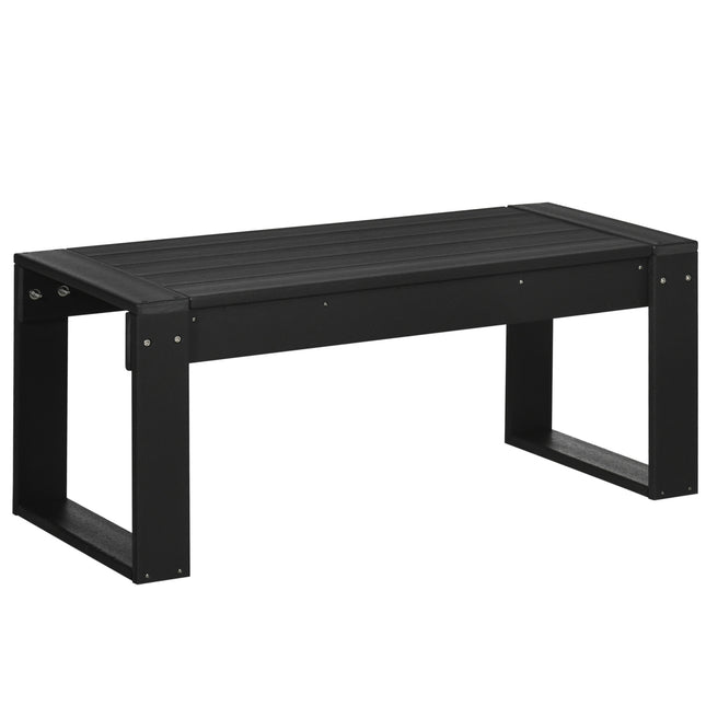 Rechteckiger Outdoor-Beistelltisch, Holzoptik HDPE, schwarz 95x42x40cm