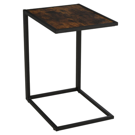 C-förmiger Beistelltisch, Metall MDF, Rustikales Braun, 41x51x64 cm