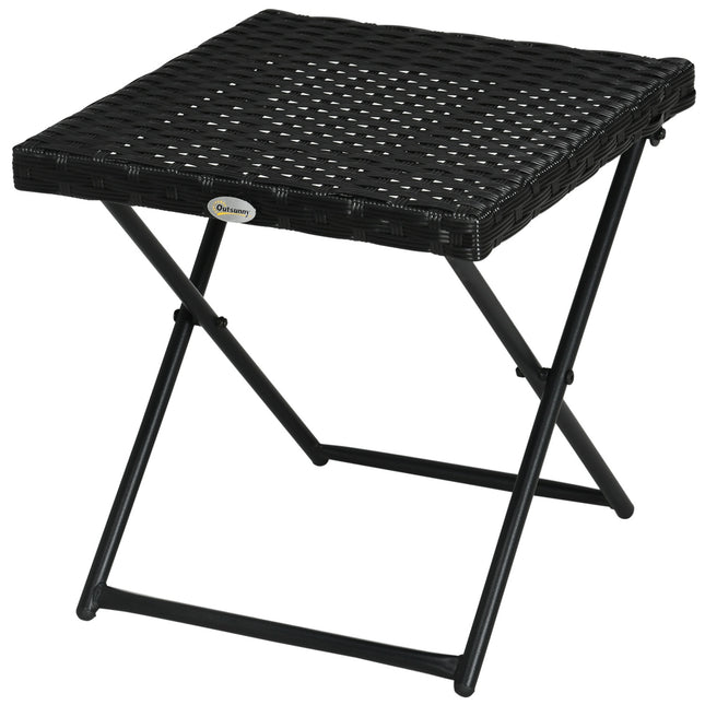 Folding side table in poly rattan - Black, 40 x 40 cm