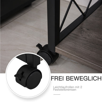 Küchenservierwagen mit Rollen, Box & Regal, grau