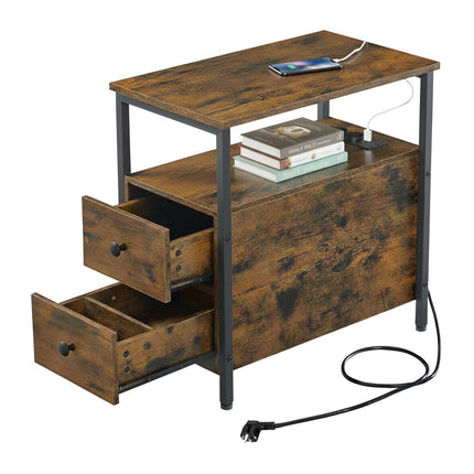 Table d'appoint avec ports de chargement, tiroirs et étagères