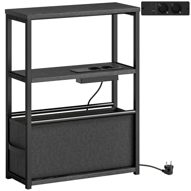 Beistelltisch mit Ladestation, Schwarz, 45x18x60cm