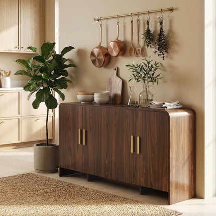Buffet 152 cm, portes à fermeture douce, finition noyer