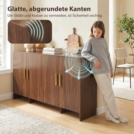 Buffet 152 cm, portes à fermeture douce, finition noyer
