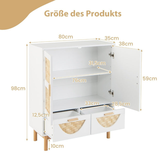 Buffet buffet avec 2 portes et 2 tiroirs et armoire de cuisine à étagère réglable