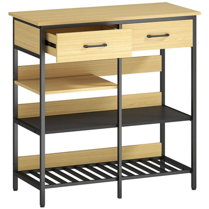 Sideboard mit 2 Schubladen, 3 Ablagen, Naturholz