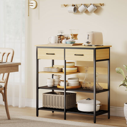 Sideboard mit 2 Schubladen, 3 Ablagen, Naturholz