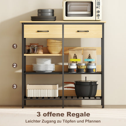 Sideboard mit 2 Schubladen, 3 Ablagen, Naturholz