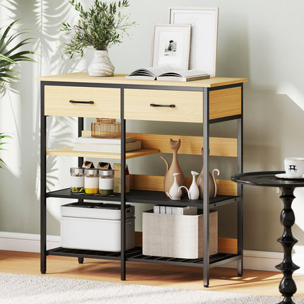 Sideboard mit 2 Schubladen, 3 Ablagen, Naturholz
