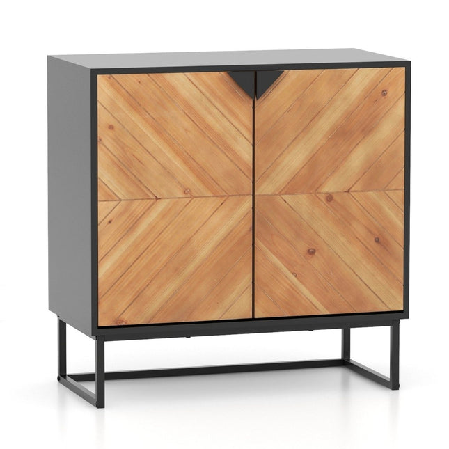 Buffet 2 portes, meuble de cuisine avec étagère, buffet moderne avec pieds en métal, 80 x 40 x 80 cm, noir