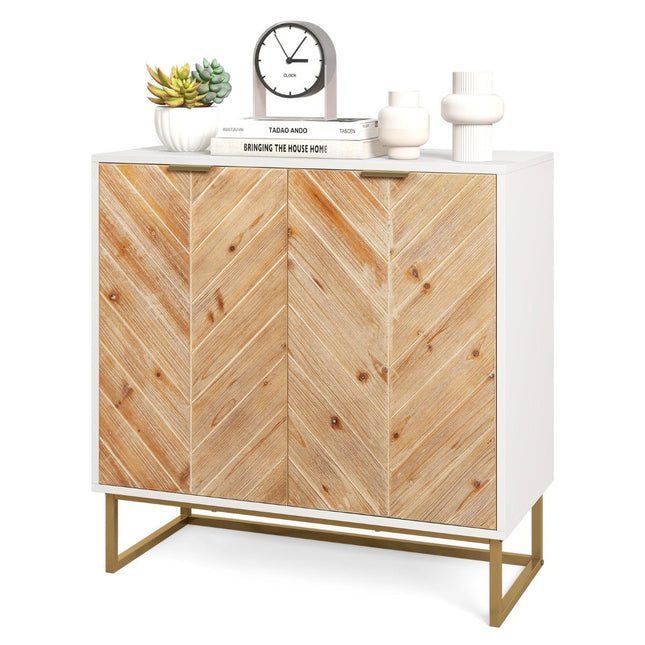 Buffet 2 portes, meuble de cuisine avec étagère, buffet moderne avec pieds en métal, blanc 80 x 40 x 80 cm