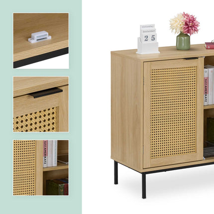 Buffet avec 2 portes en rotin
