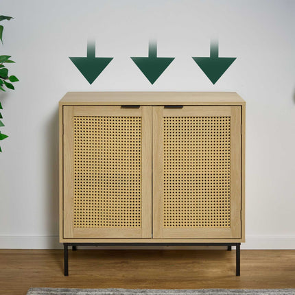 Buffet avec 2 portes en rotin