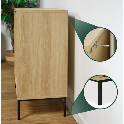 Buffet avec 2 portes en rotin