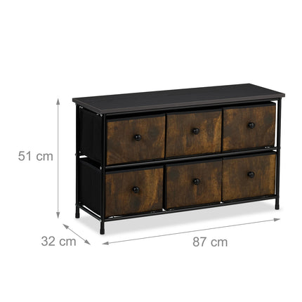 Sideboard mit 6 Schubladen – Metallrahmen, Stoffaufbewahrung
