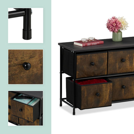 Sideboard mit 6 Schubladen – Metallrahmen, Stoffaufbewahrung