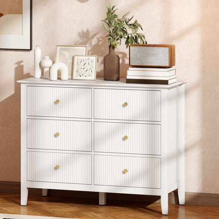 Buffet à 6 tiroirs, blanc, 100 x 40 x 78 cm