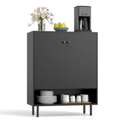 Buffet avec étagères réglables, 2 portes, 75 x 35 x 95 cm, noir