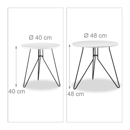 Table d'appoint, 2 pcs, blanc