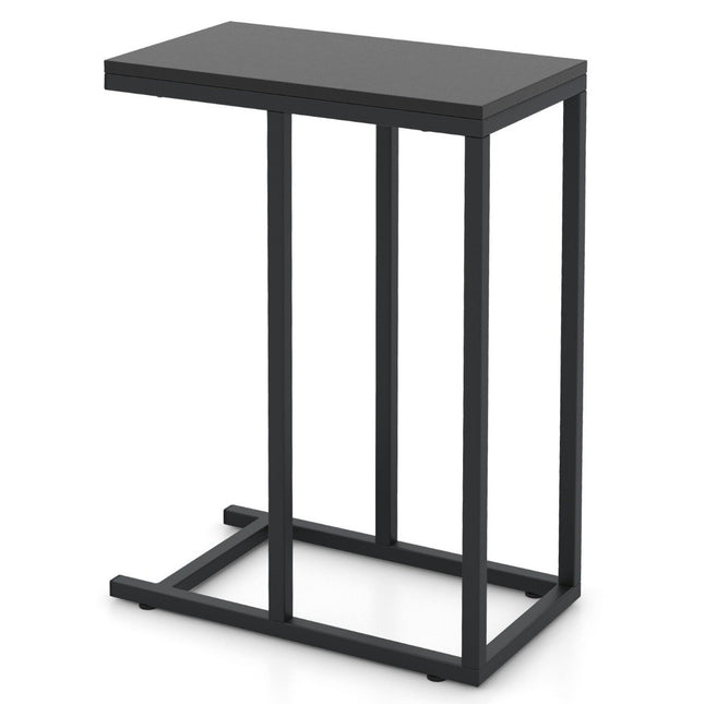 Table d'appoint table de canapé en forme de C avec structure en métal table basse pour salon 45,5 x 25,5 x 64 cm noir
