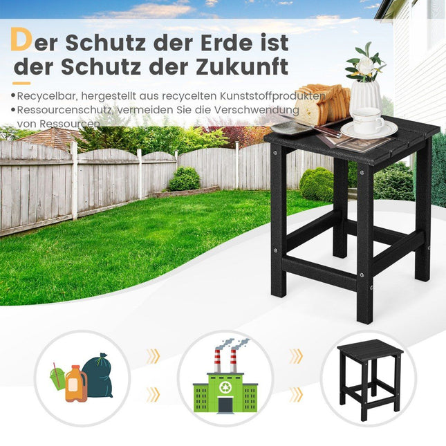 Beistelltisch Wetterbeständiger HDPE Adirondack Tisch 36 x 36 x 47 cm Schwarz