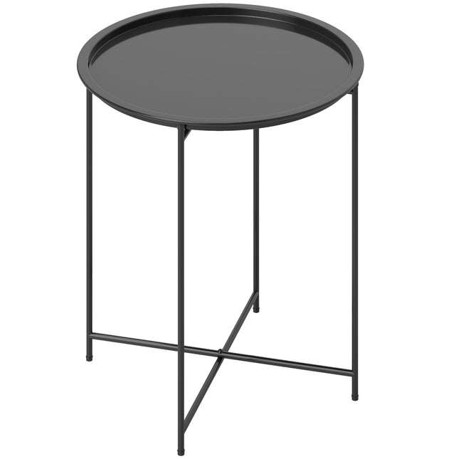 Runder schwarzer Klapptisch, 46 x 50 cm – für Innen- und Außenbereiche