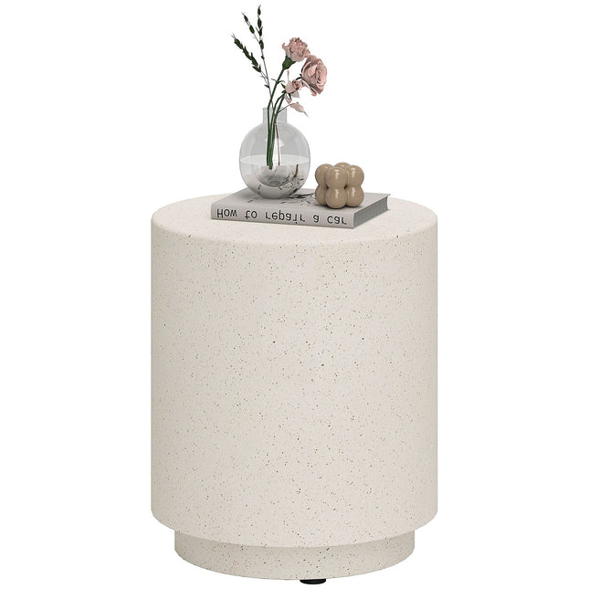 Table d'appoint, table de salon aspect pierre, table basse, table de canapé, table basse pour salon, jardin Ø37 x 43 cm, blanc crème |