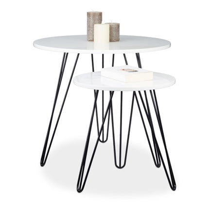 Table d'appoint blanche, lot de 2