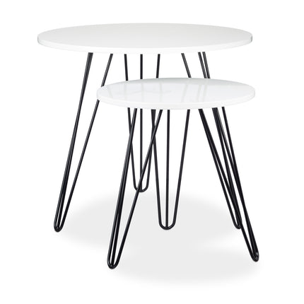 Table d'appoint blanche, lot de 2