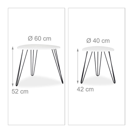 Table d'appoint blanche, lot de 2
