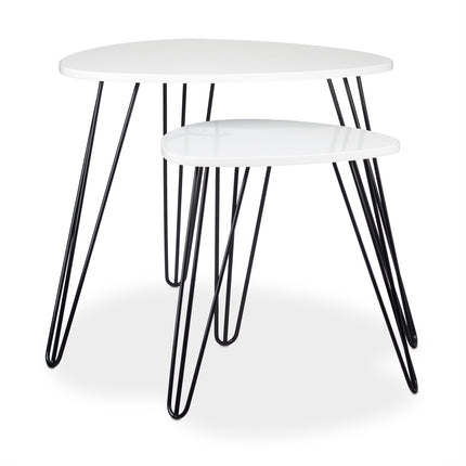 Table d'appoint blanche, lot de 2