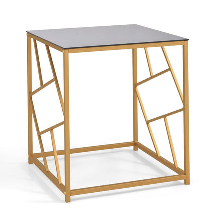 Beistelltisch mit Platte aus gehärtetem Glas und Metallgestell Moderner Couchtisch 50 x 50 x 55 cm