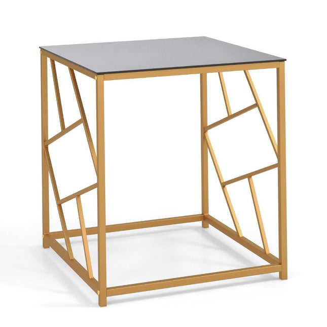 Beistelltisch mit Platte aus gehärtetem Glas und Metallgestell Moderner Couchtisch 50 x 50 x 55 cm