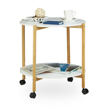 Table d'appoint à roulettes et 2 niveaux