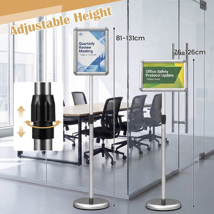 Support porte-affiche, 21,6 x 27,9 cm, hauteur réglable, argent