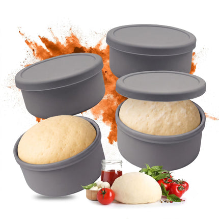 Boîtes de fermentation en silicone pour pâte à pizza avec couvercles, lot de 4
