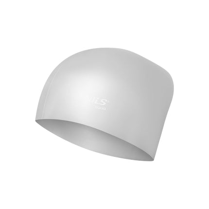 Bonnet de bain en silicone pour cheveux longs, gris uni