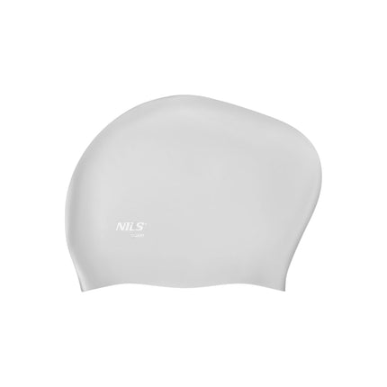 Bonnet de bain en silicone pour cheveux longs, gris uni