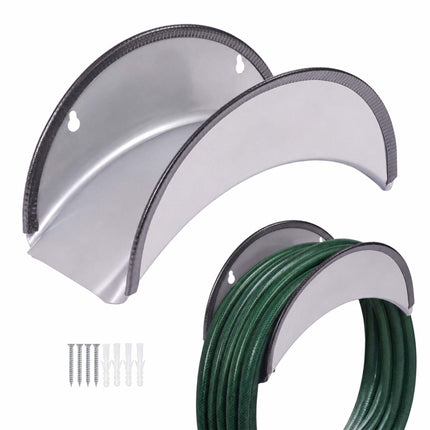 Silberne Eisen-Schlauchhalter, 2er-Set mit Kantenschutz