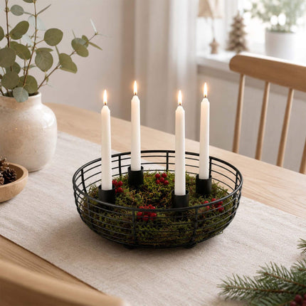 Support de couronne de l'Avent en fil métallique argenté – 20,5 cm