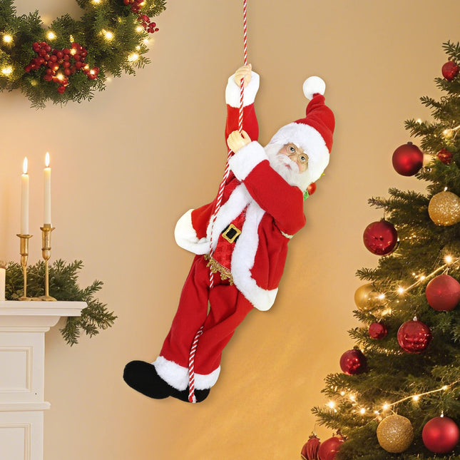 Père Noël grimpeur chantant 60 cm avec cadeau et son