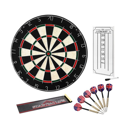 Sisal Dartboard Set 451mm, 6 Steel Tip Darts, Scoring Kit