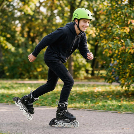 Casque de skate, ajustement réglable par molette, vert, taille L (58-61 cm)